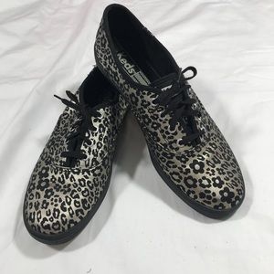 Keds Black and Silver Metallic Leopard Print